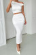 Sexy Solid Color Ruched Sloping Shoulder Two Pieces