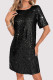 Casual Solid Color Sequins O Neck A Line Dresses