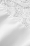 Sexy Solid Color Lace See-Through O Neck A Line Dresses
