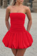 Sexy Solid Color Ruched Strapless Bud Dresses