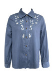 Casual Solid Color Hollow Out Turndown Collar Tops