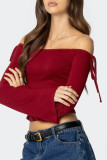Sexy Solid Color Draw String Off Shoulder Tops