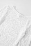 Sexy Solid Color Lace See-Through O Neck A Line Dresses