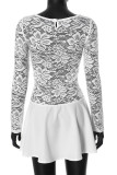 Sexy Solid Color Lace See-Through O Neck A Line Dresses