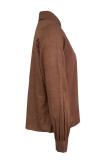 Casual Solid Color Hollow Out Turndown Collar Tops