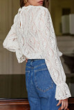Sexy Solid Color Lace Flounce Lotus Leaf Collar Tops
