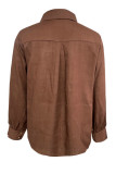 Casual Solid Color Hollow Out Turndown Collar Tops