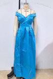 Elegant Formal Solid Slit V Neck Evening Dress Dresses