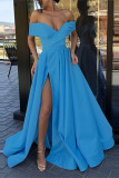 Elegant Formal Solid Slit V Neck Evening Dress Dresses