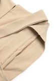Street Solid Color Draw String Pocket V Neck Loose Rompers