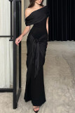 Sexy Solid Color Backless Off Shoulder Long Dresses