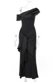 Sexy Solid Color Backless Off Shoulder Long Dresses
