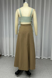 Sexy Solid Color Strap Design Zipper Square Neck Sleeveless Two Pieces