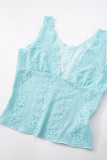 Sexy Solid Color Lace V Neck Tops