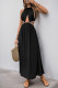 Sexy Vacation Solid Color Patchwork Belted Halter Sleeveless Dresses