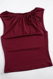Sexy Solid Color Draw String O Neck T-Shirts