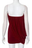 Sexy Solid Color Ruched Mesh Strapless Wrapped Skirt Dresses