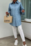 Casual Solid Color Buttons Turndown Collar Tops