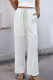 Casual Solid Color Draw String Pocket Loose Straight Solid Color Bottoms