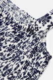 Elegant Flowers Patchwork Flounce Contrast Square Neck Sling Dresses