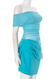 Sexy Solid Color Mesh Off Shoulder A Line Dresses