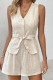 Casual Solid Color Lace Up Buttons V Neck Sleeveless Two Pieces
