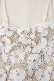 Sexy Solid Color Lace Strap Design V Neck Long Dresses