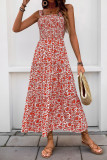 Elegant Flowers Patchwork Flounce Contrast Square Neck Sling Dresses