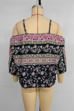 Sexy Flowers Patchwork Contrast Tops