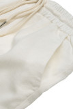 Casual Solid Color Draw String Pocket Loose Straight Solid Color Bottoms
