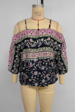 Sexy Flowers Patchwork Contrast Tops