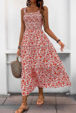 Elegant Flowers Patchwork Flounce Contrast Square Neck Sling Dresses