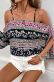 Sexy Flowers Patchwork Contrast Tops