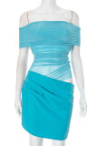Sexy Solid Color Mesh Off Shoulder A Line Dresses