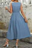 Vacation Solid Color Pocket V Neck Sleeveless Dresses