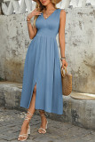 Vacation Solid Color Pocket V Neck Sleeveless Dresses