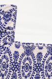 Casual Geometric Print Pocket Contrast Square Neck Loose Rompers