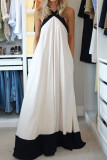 Casual Solid Color Patchwork Contrast Halter Long Dresses