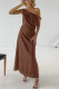 Casual Solid Color Irregular Oblique Collar One Step Skirt Dresses