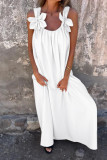 Casual Solid Color Flower Shape U Neck Sling Dresses