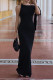 Sexy Solid Color Lace Up Irregular Sloping Shoulder Long Dresses