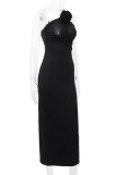 Sexy Solid Color Irregular Flowers Strapless One Step Skirt Dresses