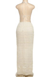 Sexy Solid Color Lace Up Backless Halter Sleeveless Two Pieces