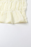 Sexy Solid Color Backless Ruched Adjustable Halter Sleeveless Two Pieces