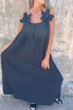 Casual Solid Color Flower Shape U Neck Sling Dresses