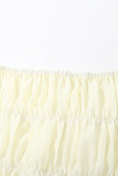 Sexy Solid Color Backless Ruched Adjustable Halter Sleeveless Two Pieces