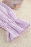 Daily Solid Color Flounce V Neck Long Sleeve Two Pieces