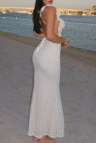 Sexy Solid Color Lace Up Backless V Neck Long Dresses