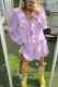 Daily Solid Color Flounce V Neck Long Sleeve Two Pieces