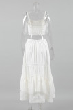 Street Solid Color Flounce Sleeveless Two Pieces